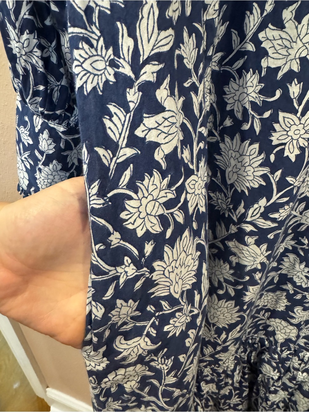 Ophelia & Indigo Floral V-Neck Midi Dress - Navy & White - Picture 3 of 5